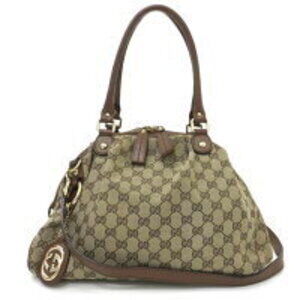 Gucci GG canvas Sukey Boston bag brown leather